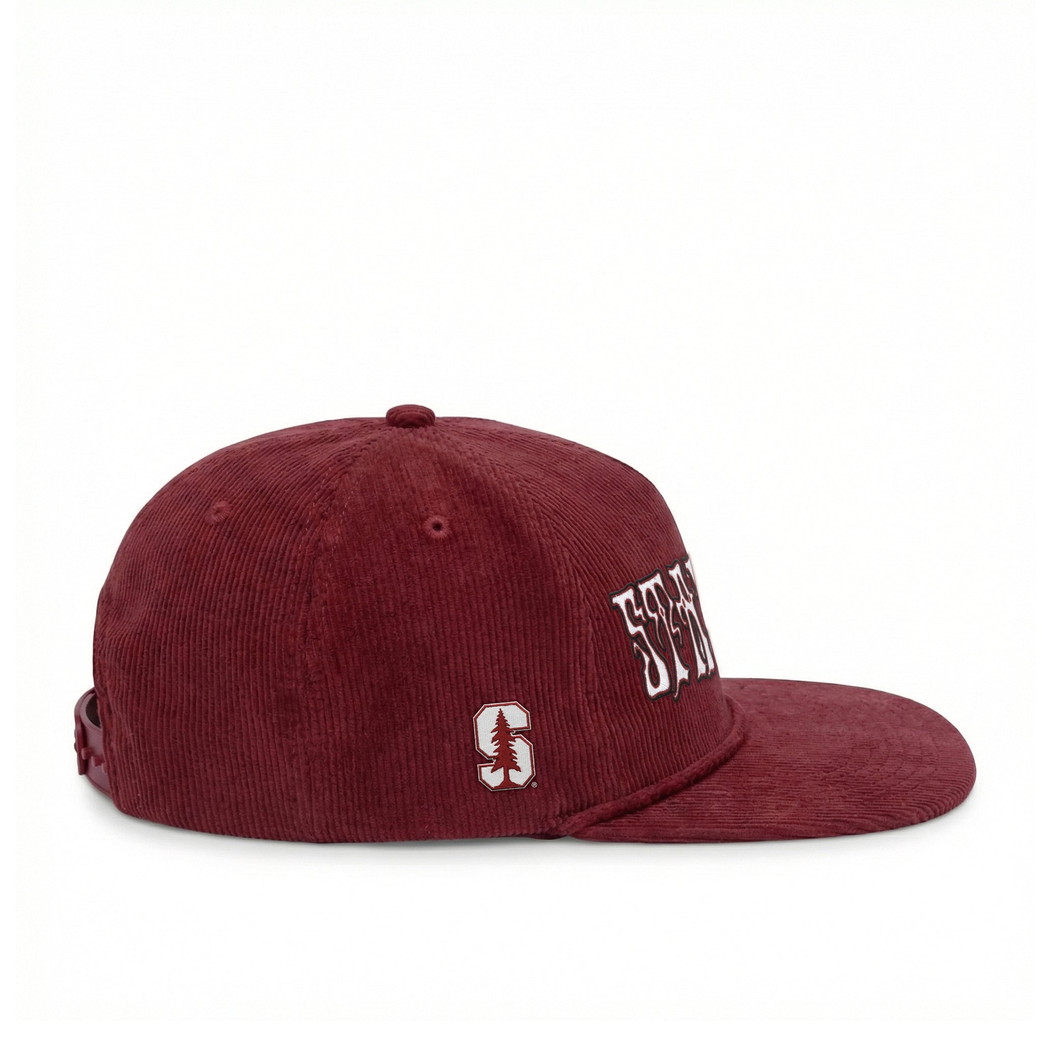 Maroon corduroy Stanford snapback hat with tree logo, Class Trip | Officially Licensed Collegiate Apparel