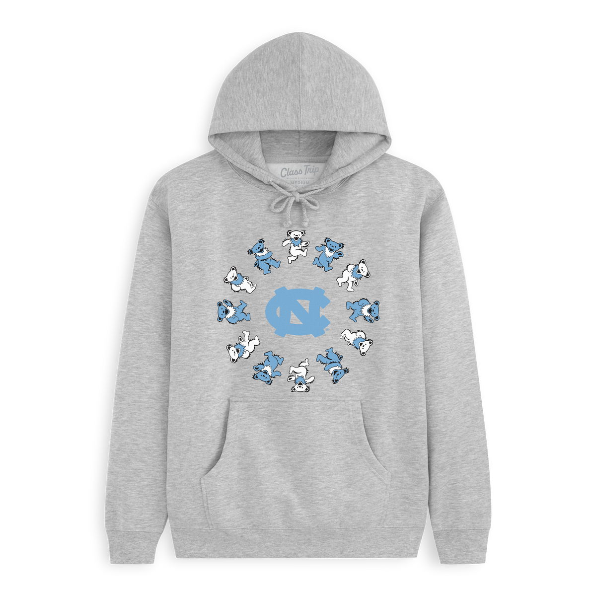 Grey Class Trip hoodie with UNC logo and dancing bears. North Carolina x Grateful Dead Circle Bears Hoodie Class Trip | Higher Education