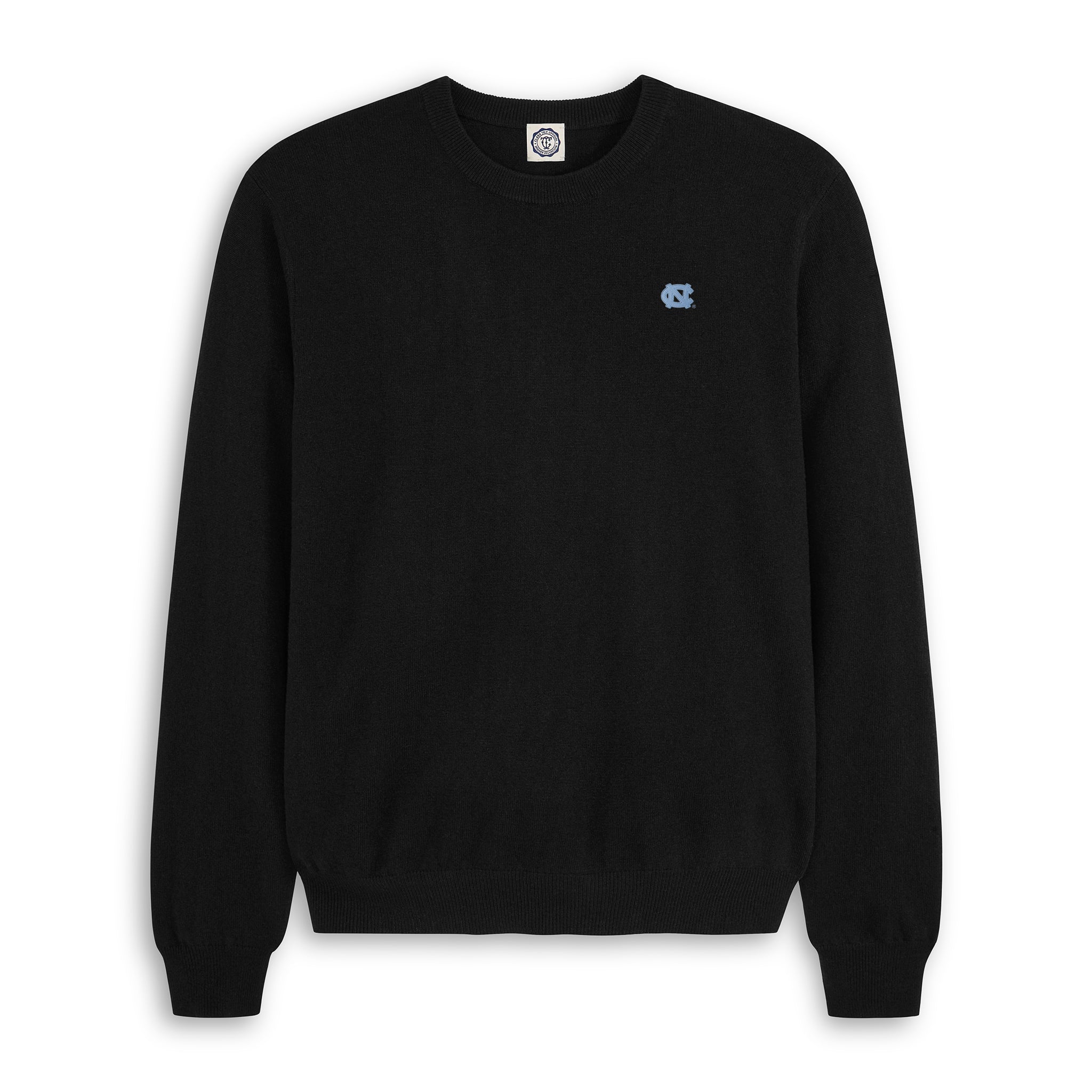 Men's black merino wool crewneck sweater with UNC logo, Class Trip | Officially Licensed Collegiate Apparel