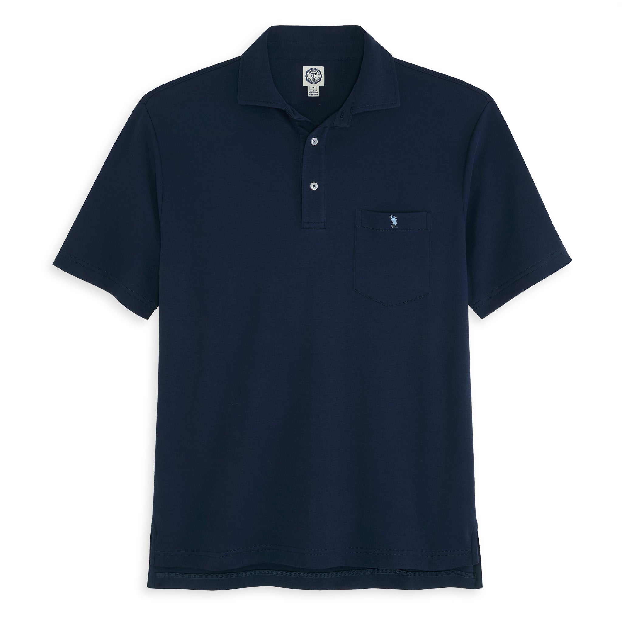 Navy blue polo shirt with chest pocket and small logo, Class Trip | Officially Licensed Collegiate Apparel