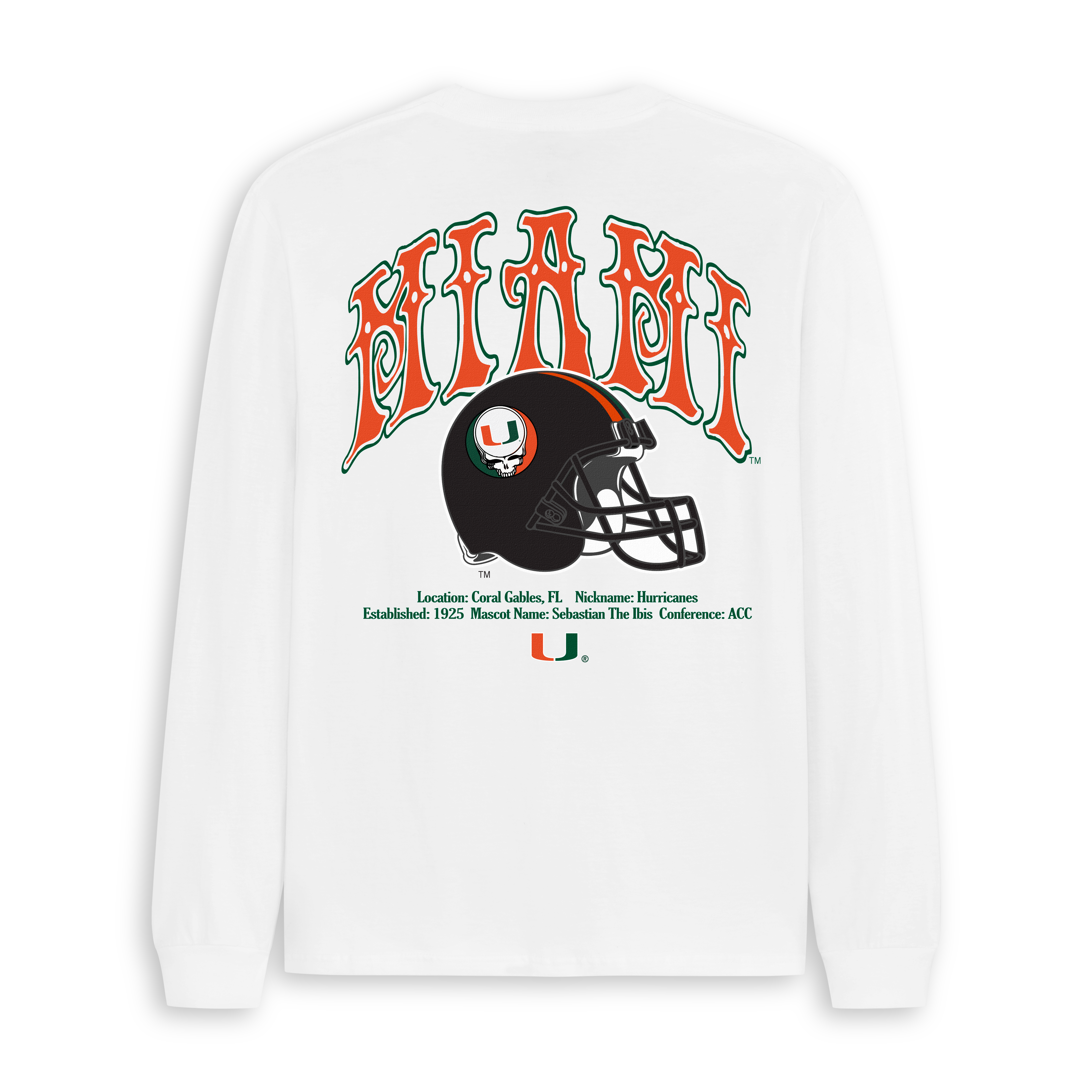 University of Miami x Grateful Dead Steal Your Helmet Long Sleeve Tee