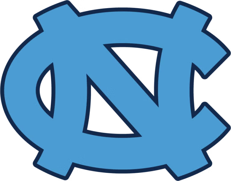 North Carolina Tar Heels NC logo in blue, officially licensed collegiate apparel. Class Trip | Officially Licensed Collegiate Apparel