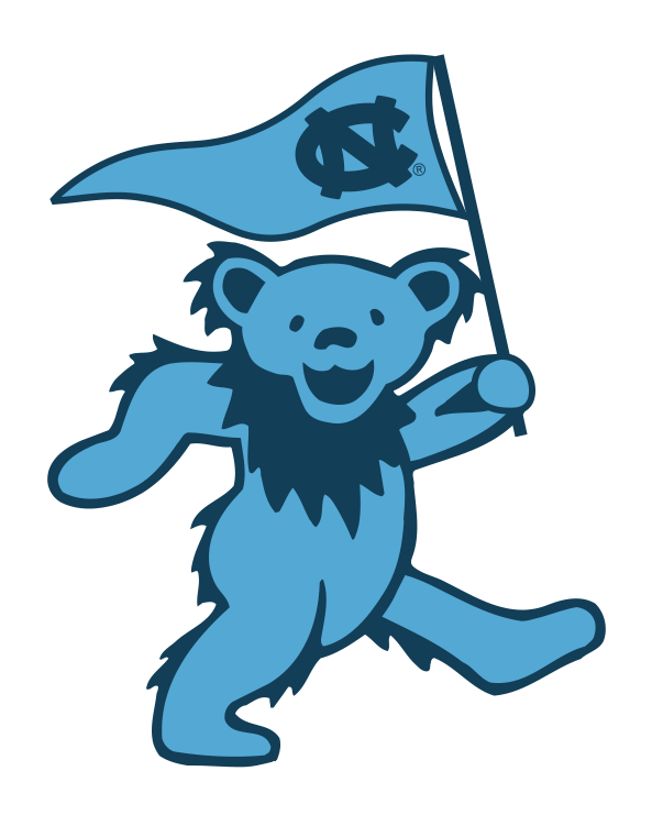 Blue bear holding UNC flag, Class Trip | Officially Licensed Collegiate Apparel
