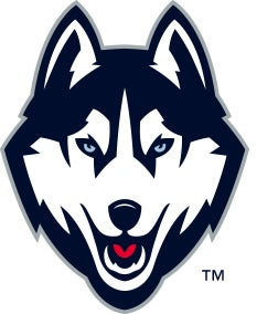 UConn Husky logo in navy, white, and red, school spirit apparel. Class Trip | Officially Licensed Collegiate Apparel