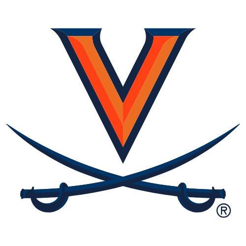 University of Virginia orange V logo above crossed sabres, white background. Class Trip | Officially Licensed Collegiate Apparel