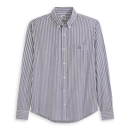 Navy and white striped button-down shirt with Arizona Wildcats logo, Class Trip | Officially Licensed Collegiate Apparel