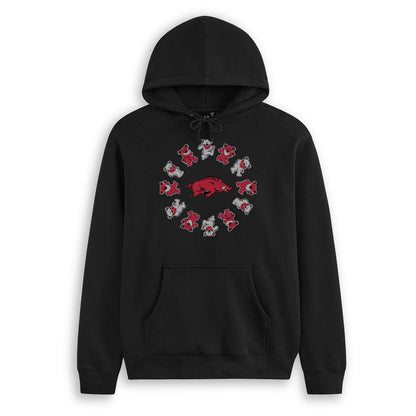 Front flat lay of the Black Arkansas x Grateful Dead Circle Bears Hoodie. Class Trip | Higher Education
