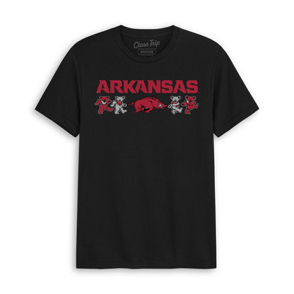 Front flat lay of the Black Arkansas x Grateful Dead Mascot Bears Tee. Class Trip | Higher Education