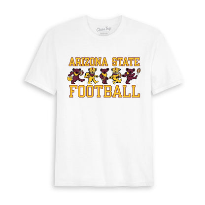 White Class Trip tee featuring Arizona State Football and Grateful Dead bears. Arizona State x Grateful Dead Football Bears Tee Class Trip | Higher Education