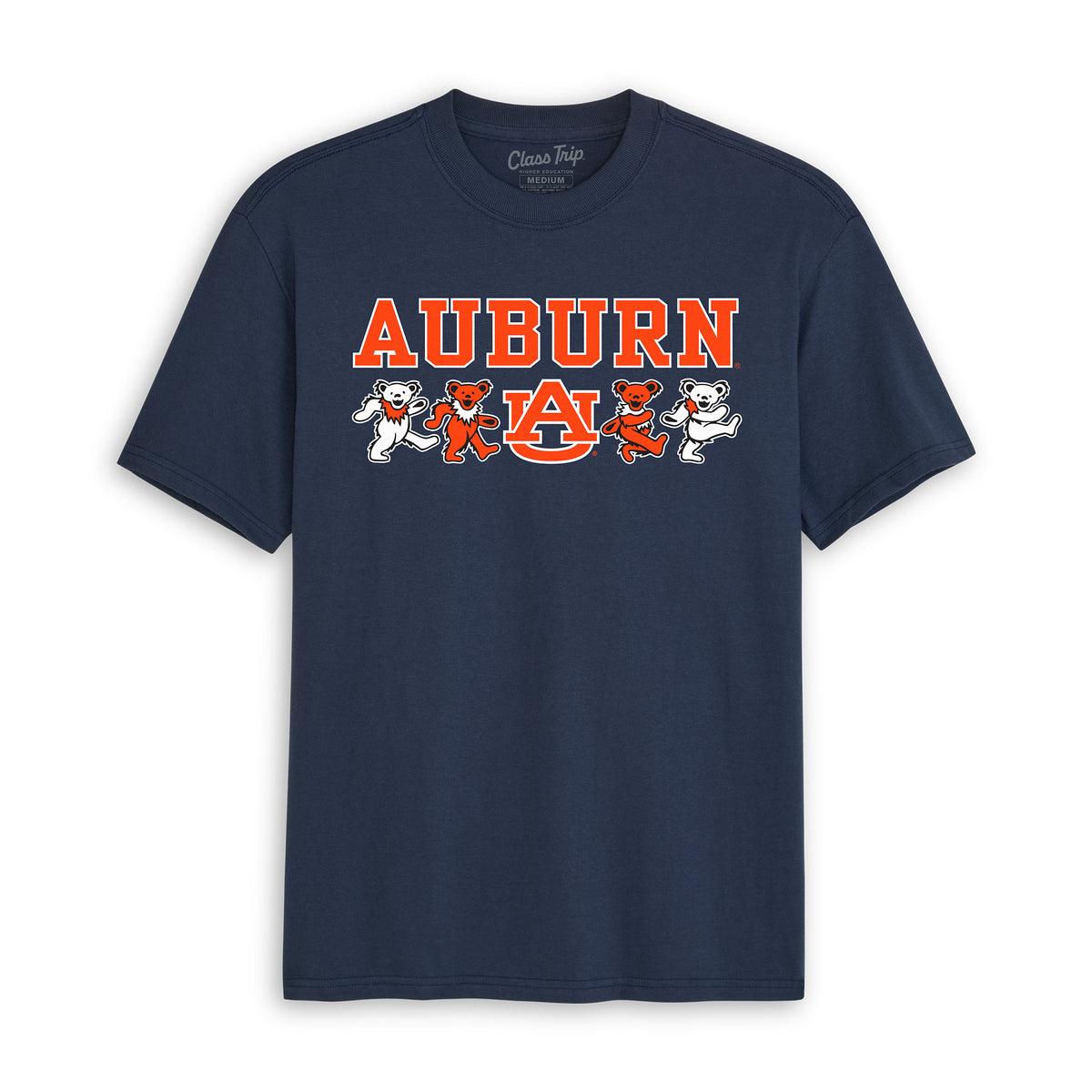 Navy blue Class Trip tee featuring Auburn and Grateful Dead dancing bears. Auburn x Grateful Dead Mascot Bears Tee Class Trip | Higher Education