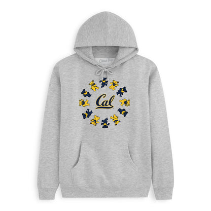 Front flat lay of the Heather Grey Cal Berkeley x Grateful Dead Circle Bears Hoodie. Class Trip | Higher Education