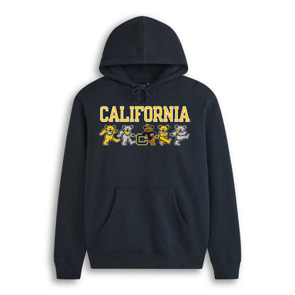 Front flat lay of the Navy Cal Berkeley x Grateful Dead Mascot Bears Hoodie. Class Trip | Higher Education