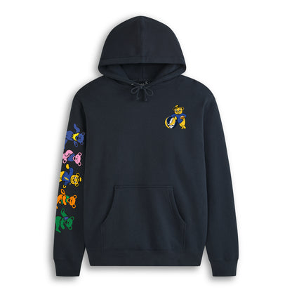 Front flat lay of the Navy Cal Berkeley x Grateful Dead Grateful Bears Hoodie. Class Trip | Higher Education