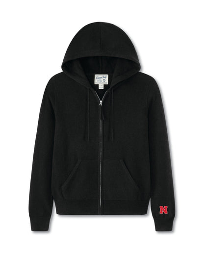 Nebraska Women’s Cashmere Full Zip Hoodie Sweater