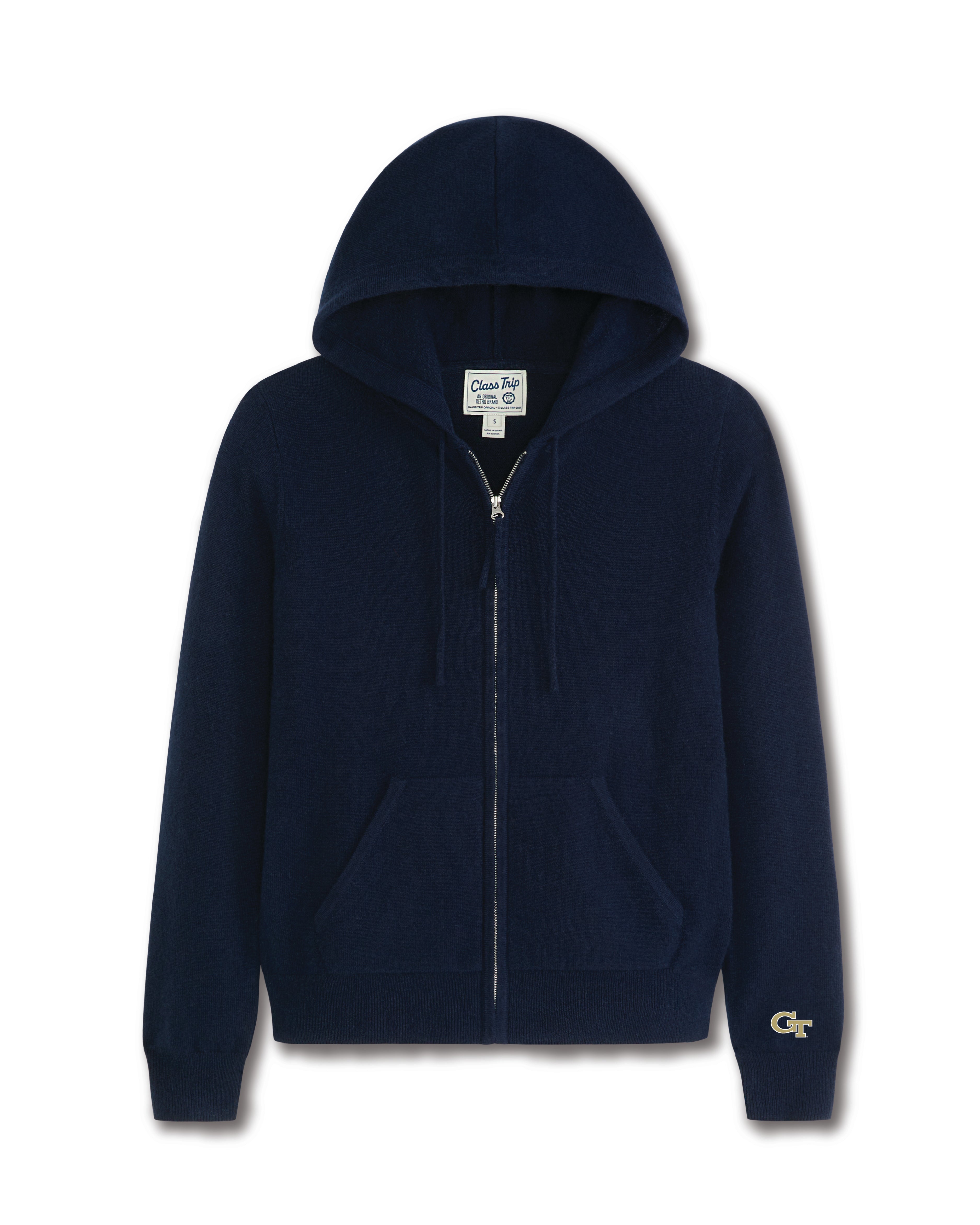 Georgia Tech Women’s Cashmere Full Zip Hoodie Sweater