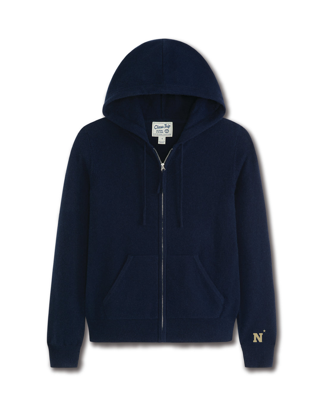 Navy Women’s Cashmere Full Zip Hoodie Sweater