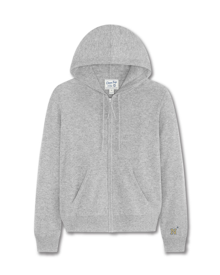 Navy Women’s Cashmere Full Zip Hoodie Sweater