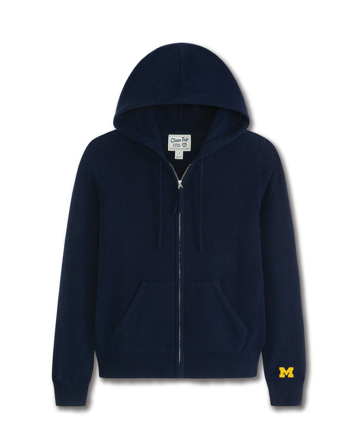 Michigan Women’s Cashmere Full Zip Hoodie Sweater