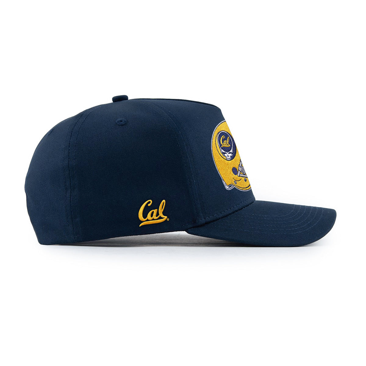 Right side view of the Navy Cal Berkeley x Grateful Dead Helmet Hat. Class Trip | Higher Education