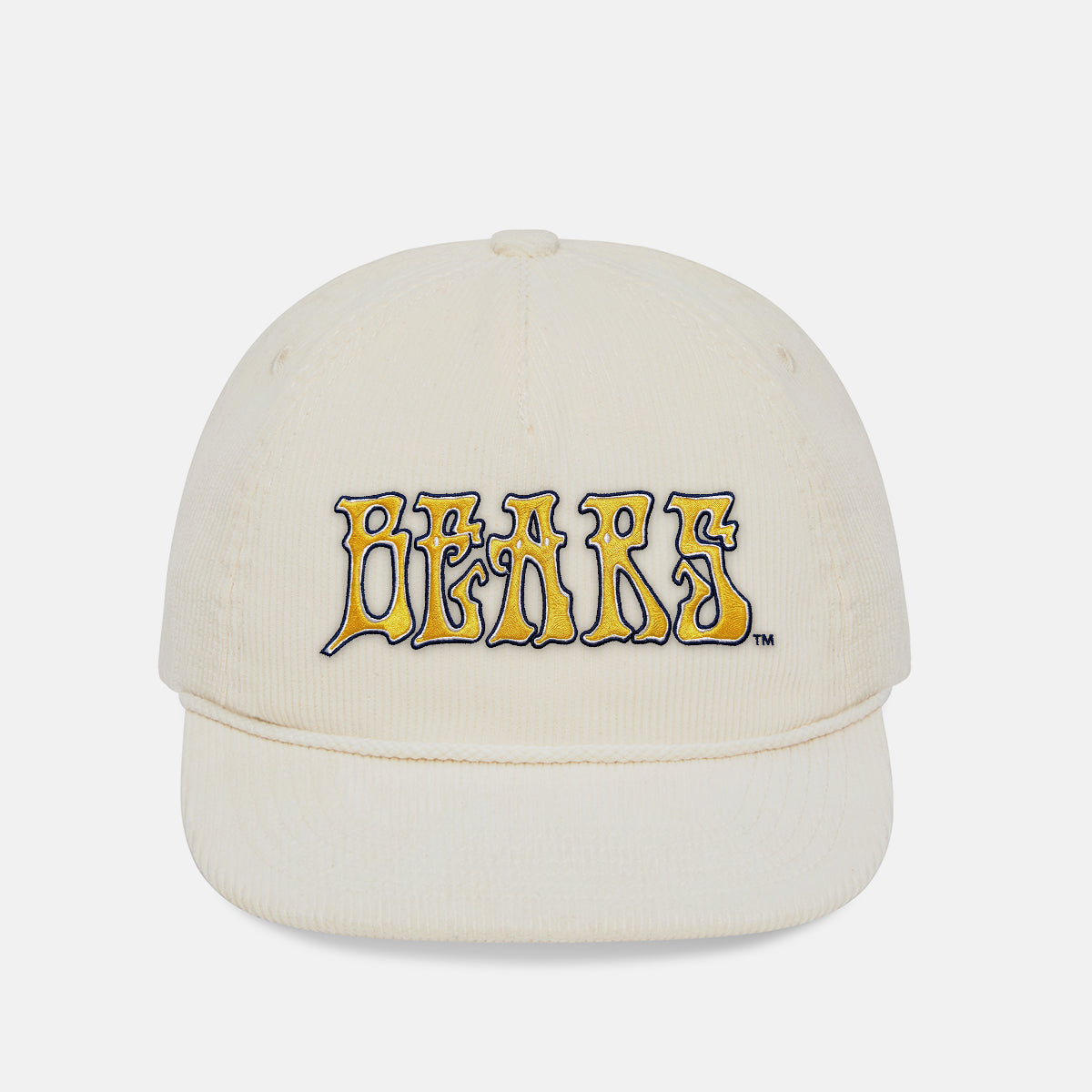 Front view of the Off-White Cal Berkeley x Grateful Dead Script Cord Hat. Class Trip | Higher Education