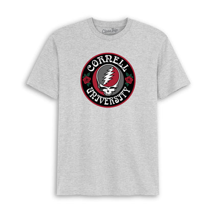 Cornell University Grateful Dead Steal Your Face tee with roses, officially licensed collegiate apparel. Class Trip | Officially Licensed Collegiate Apparel