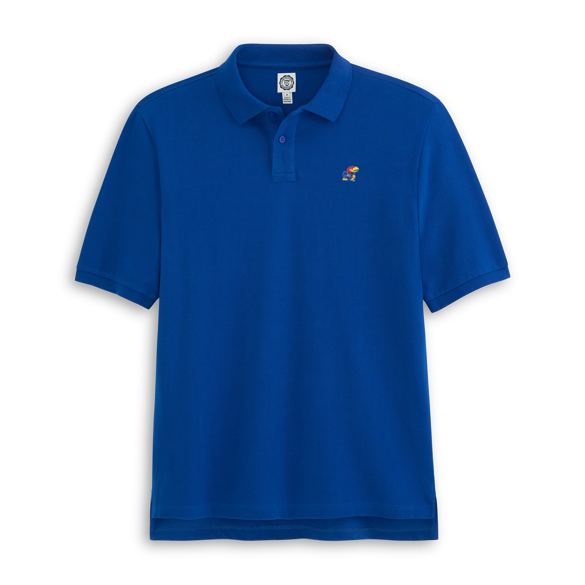 Royal blue Kansas Jayhawks polo shirt with embroidered logo, Class Trip | Officially Licensed Collegiate Apparel