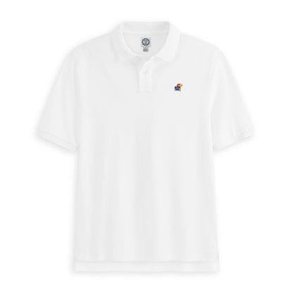 White Kansas Jayhawks polo shirt with embroidered mascot, Class Trip | Officially Licensed Collegiate Apparel