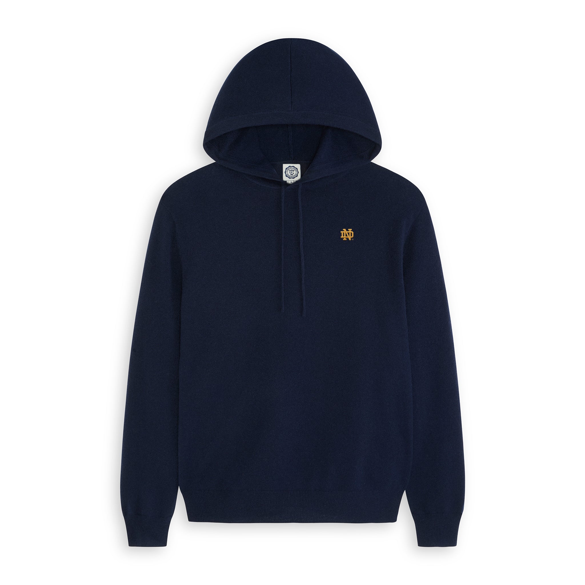 Navy Notre Dame hoodie with gold ND logo, knit pullover, Class Trip | Officially Licensed Collegiate Apparel
