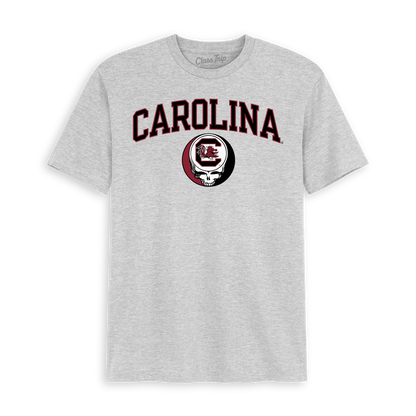 Grey South Carolina x Grateful Dead Steal Your Face Arch Tee. Class Trip | Higher Education