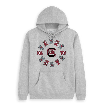 Grey hoodie with South Carolina Gamecocks logo and mascot graphics on front | Class Trip | Officially Licensed Collegiate Apparel