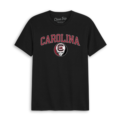Black Carolina t-shirt with Gamecock logo and Grateful Dead skull. Class Trip | Officially Licensed Collegiate Apparel