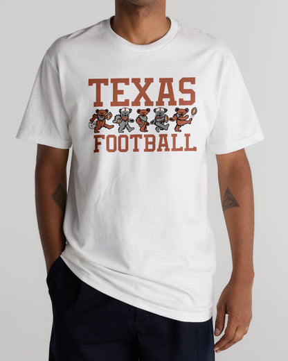 White Class Trip t-shirt with Texas Football bears graphic. Texas x Grateful Dead Football Bears Tee Class Trip | Higher Education