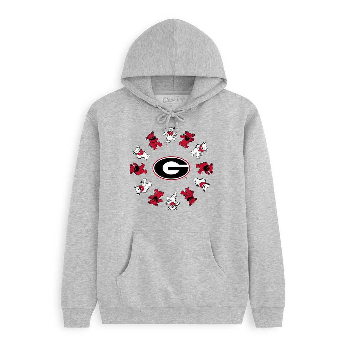 Grey Class Trip hoodie with Georgia Bulldogs logo and dancing bears. Georgia x Grateful Dead Circle Bears Hoodie Class Trip | Higher Education