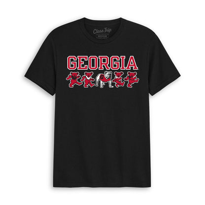 Black Class Trip t-shirt featuring Georgia text and dancing bears. Georgia x Grateful Dead Mascot Bears Tee Class Trip | Higher Education