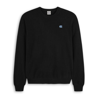 Men's black merino wool crewneck sweater with UNC logo, Class Trip | Officially Licensed Collegiate Apparel