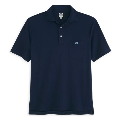 Navy blue UNC polo shirt with chest pocket and embroidered logo, Class Trip | Officially Licensed Collegiate Apparel