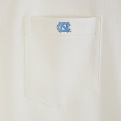 Cream t-shirt pocket with embroidered UNC logo, Class Trip | Officially Licensed Collegiate Apparel