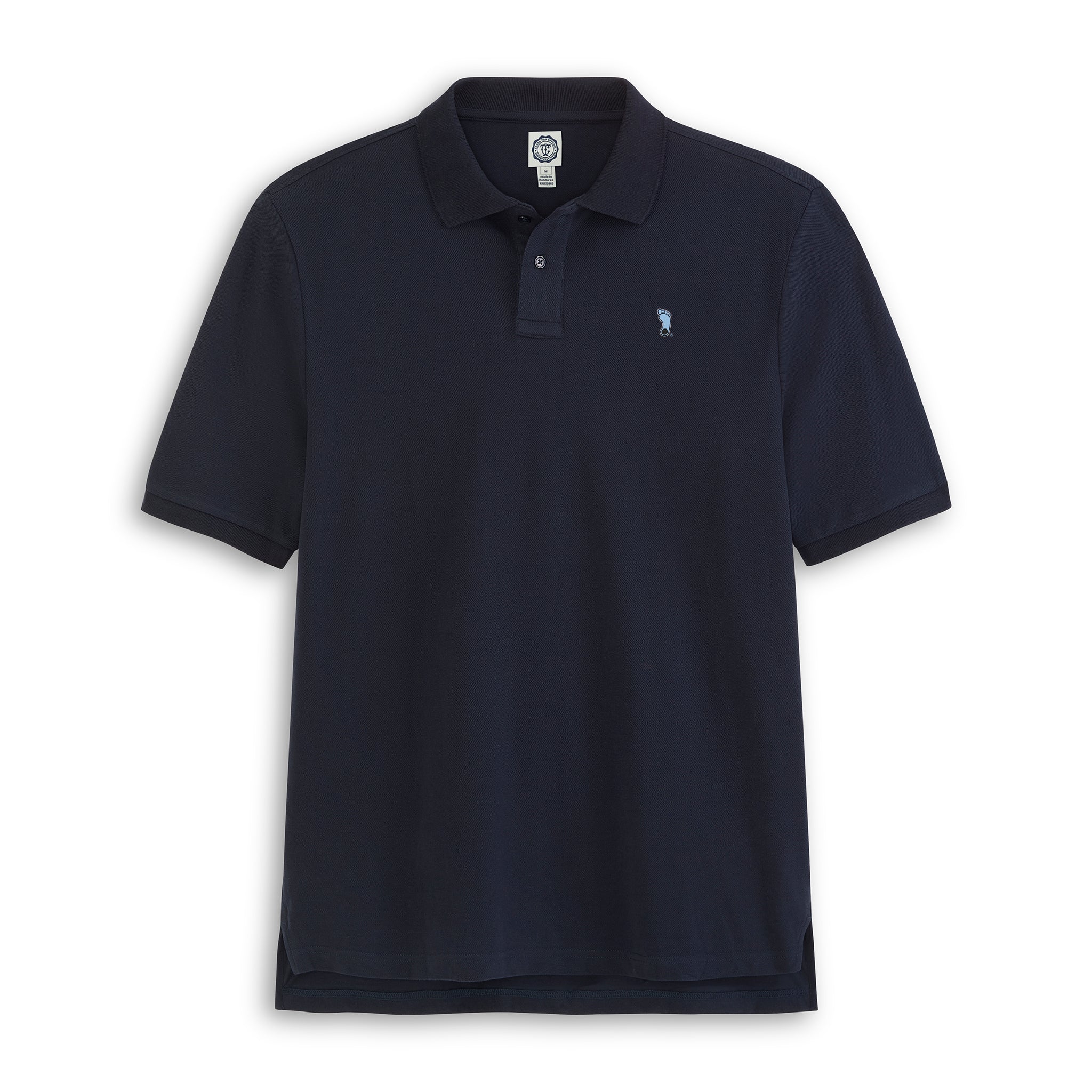 Navy blue pique polo shirt with small foot logo, Class Trip | Officially Licensed Collegiate Apparel