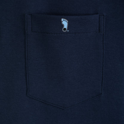 Navy pocket tee with light blue foot logo, Class Trip | Officially Licensed Collegiate Apparel