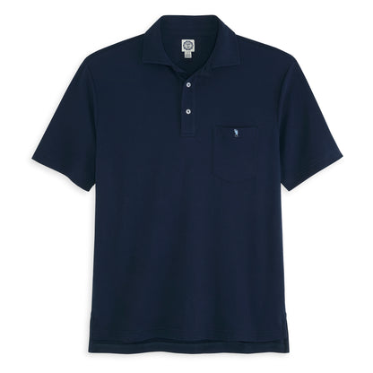 Navy blue polo shirt with chest pocket and small logo, Class Trip | Officially Licensed Collegiate Apparel